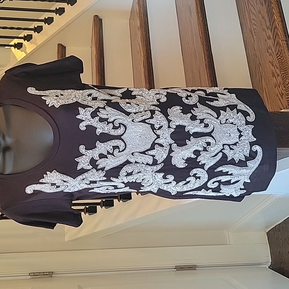 Sequin Encrusted Round Neck Shirt